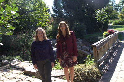 Jessica Rich, research assistant professor in the Center for Coastal Studies, left; and Wendy Stout, manager of the Virginia Tech Coastal Collaborator Center. Photo by Felicia Spencer for Virginia Tech.