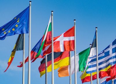 International flags lined up