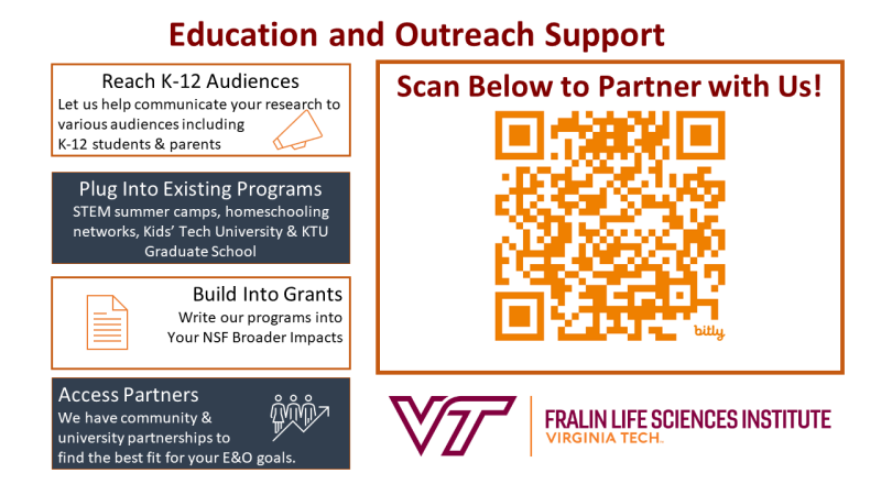 Education and Outreach Support postcard with information and QR Code