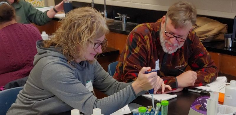 Science teachers engage with the Biotech in a Box kits.