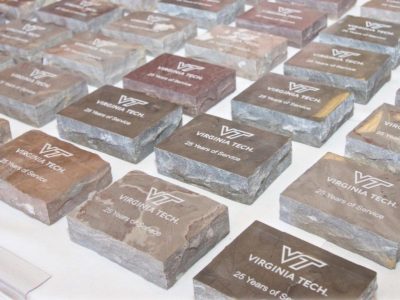 Photo of 25 year service recognition stones.