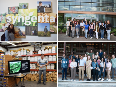 A photo collage from Translational Plant Sciences Center students meeting with industry partners sharing a unified mission in advancing translational sciences.